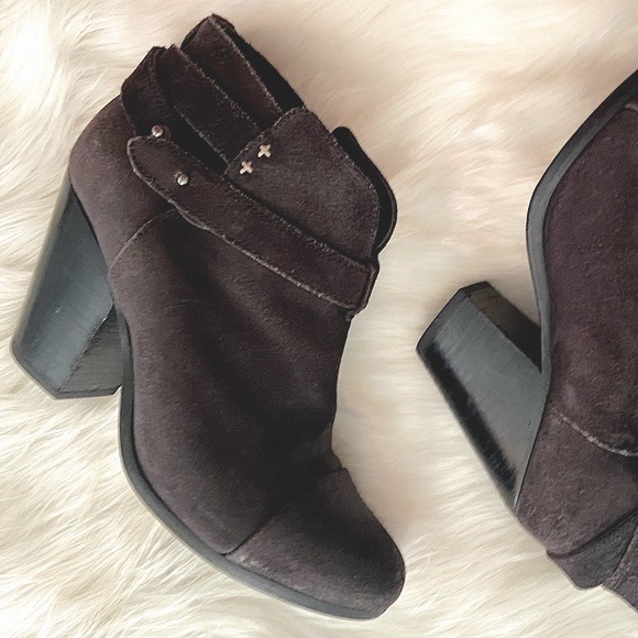 #243 Rag & Bone Soft Black Distressed Boho Leather Heel Boots - Picture 11 of 17